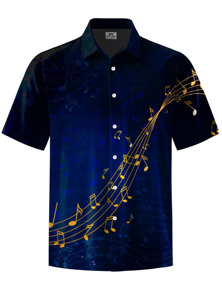 Alohadaddy® Casual Sheet Music Printed Artwork Chest Pocket Men&