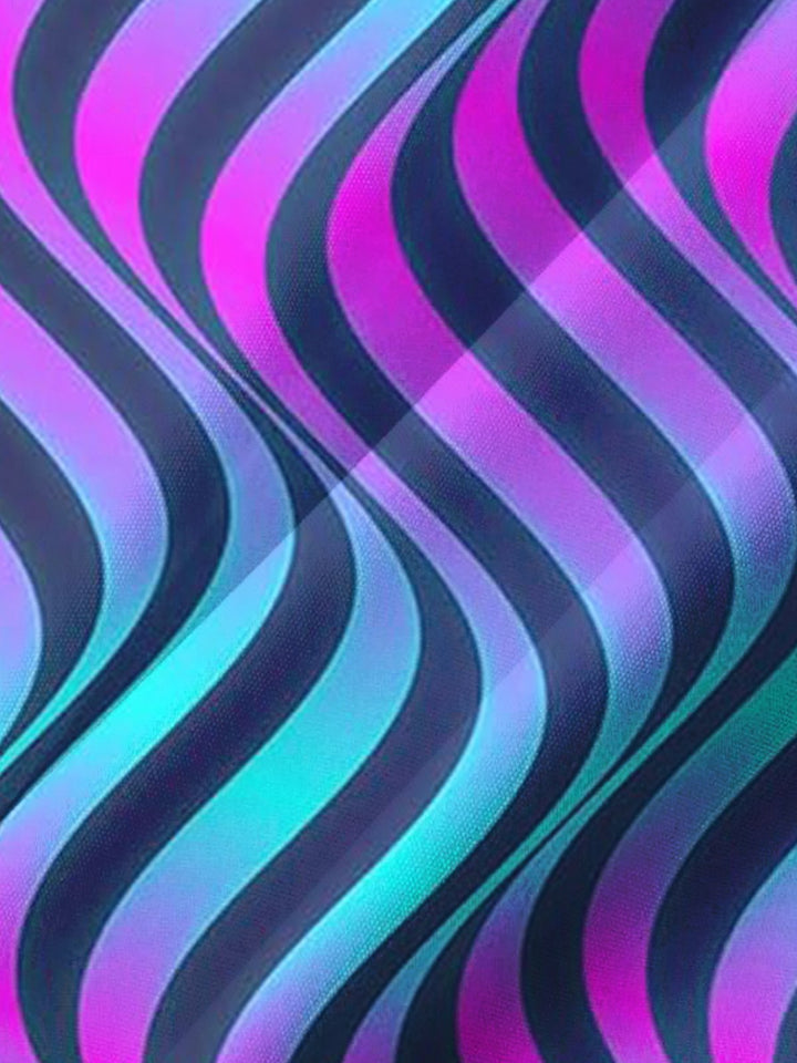 Alohadaddy® Casual Stripe Ombre Printed Artwork Chest Pocket Men&