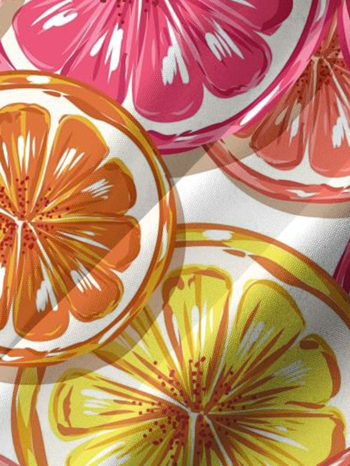 Alohadaddy® Hawaiian Lemon Slice Print with Chest Pocket on Men&