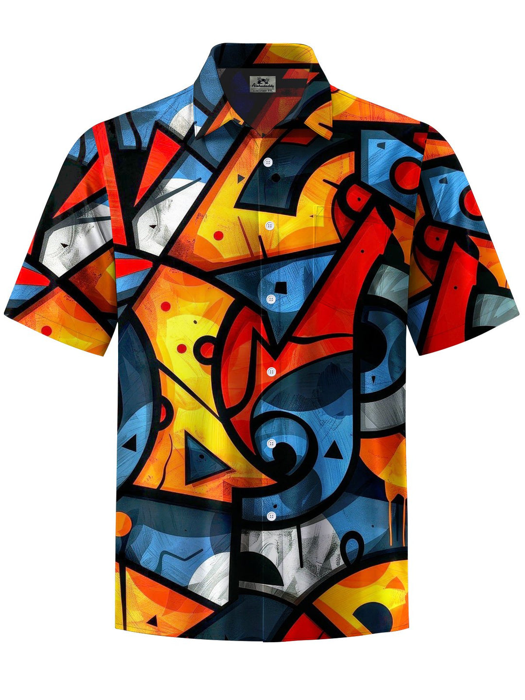 Alohadaddy® Retro Geometric Graffiti Art Print Chest Pocket Men&