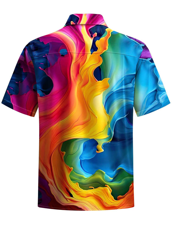 Alohadaddy® Vintage Abstract Art Print Chest Pocket Stretch Men&