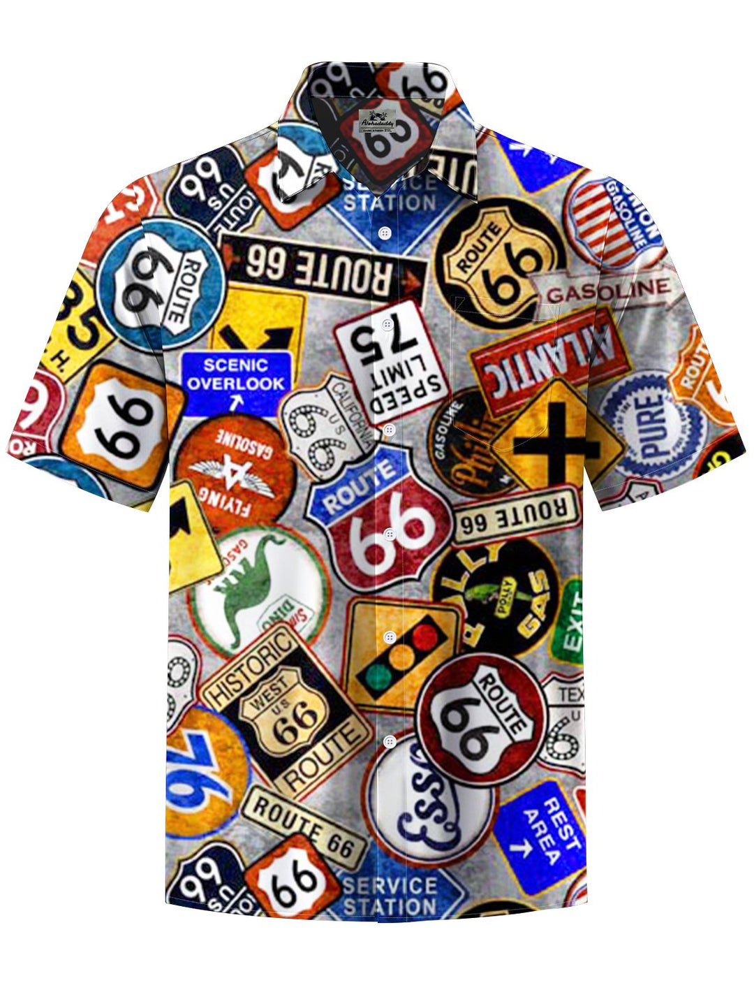Alohadaddy® Vintage Badge Route 66 Art Print Pocket Stretch Men&