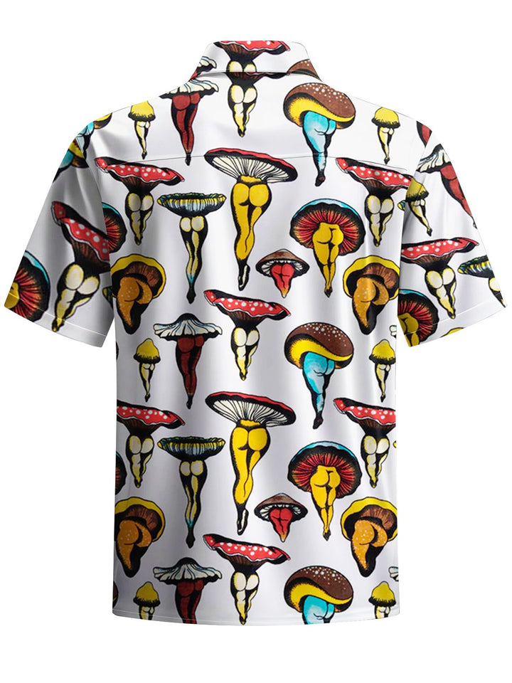 Alohadaddy® Retro Geometric Print Stretch Pocket Button Men&
