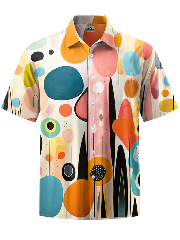 Alohadaddy® Retro Geometric Print Button Pocket Stretch Men&