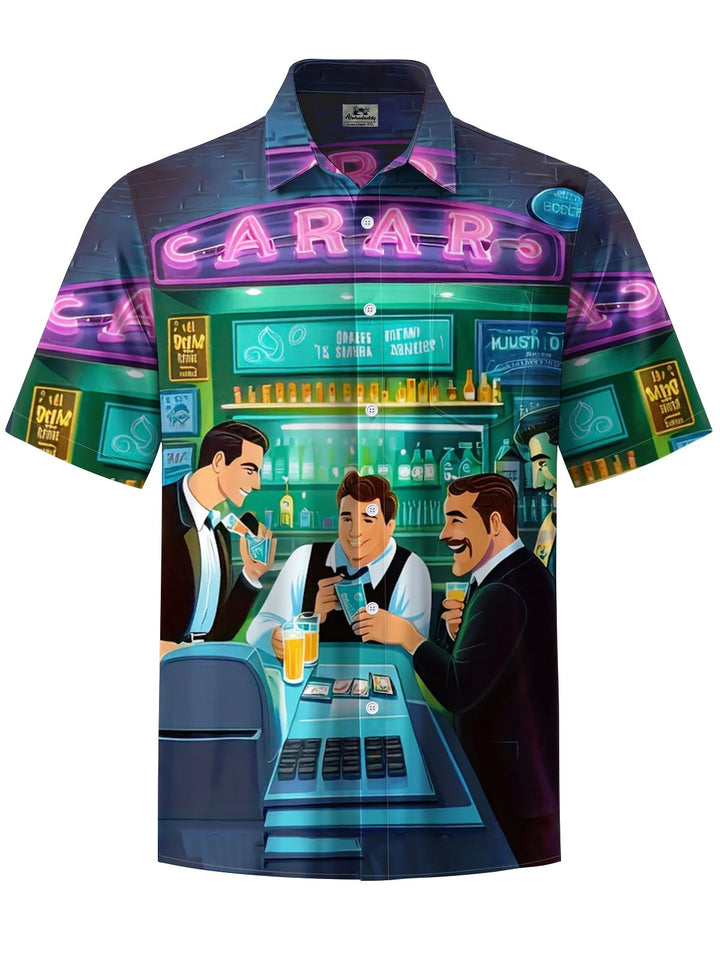 Alohadaddy® Casual Drunk Lovers Card Game Print Button Pocket Stretch Men&