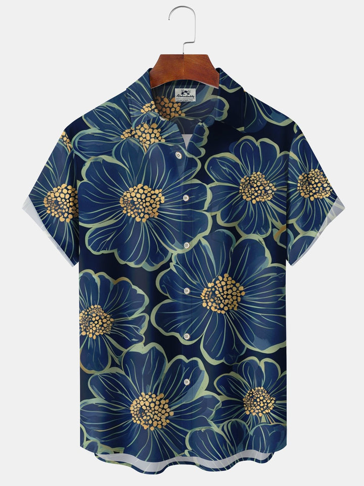 Alohadaddy® Vintage Floral Print Pocket Elastic Button Men&