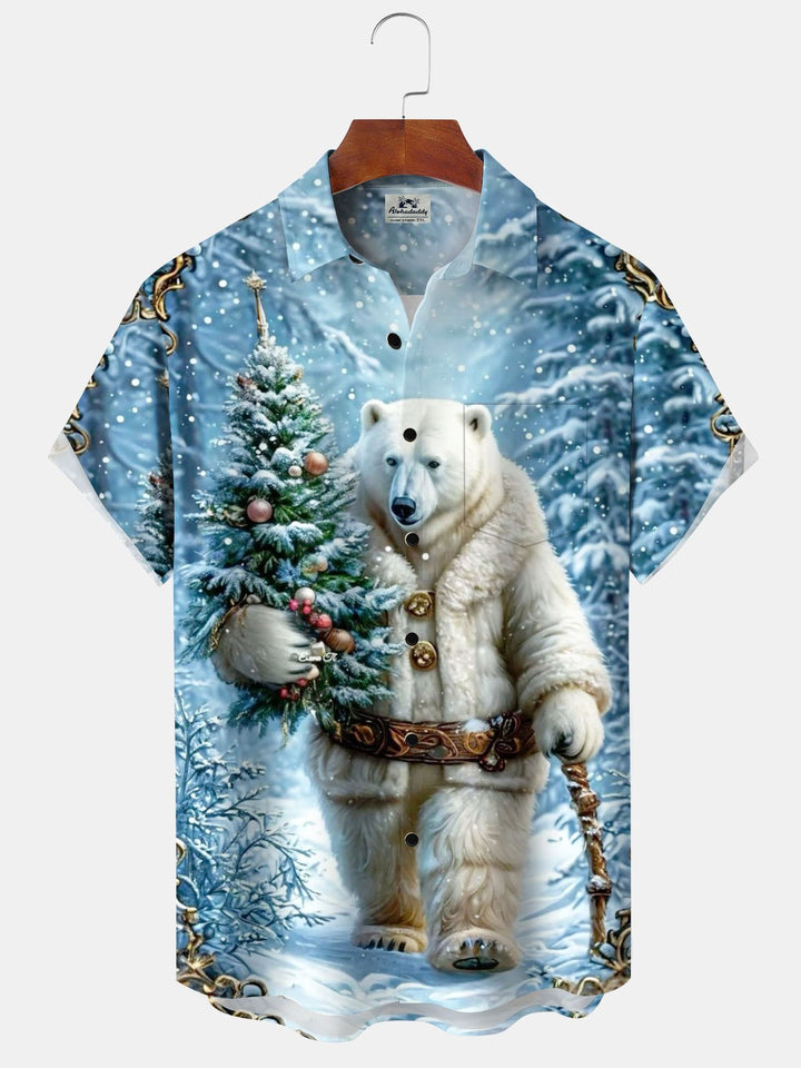 Alohadaddy® Christmas Christmas Tree White Bear Printed Pocket Elastic Button Men&
