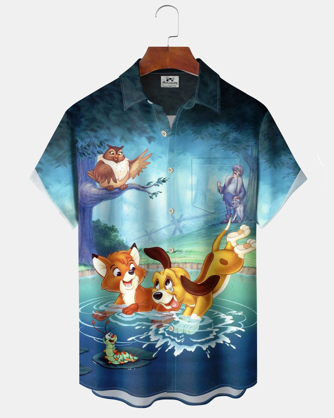 Alohadaddy® Retro Cartoon Animal Print Pocket Elastic Button Men&