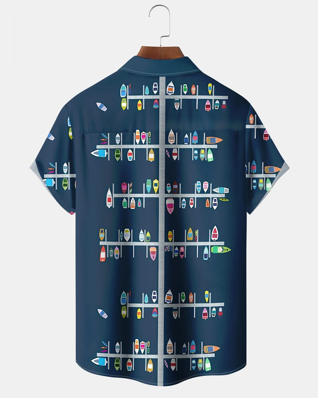 Alohadaddy® Vintage Geometric Harbor Print Pocket Stretch Button Men&