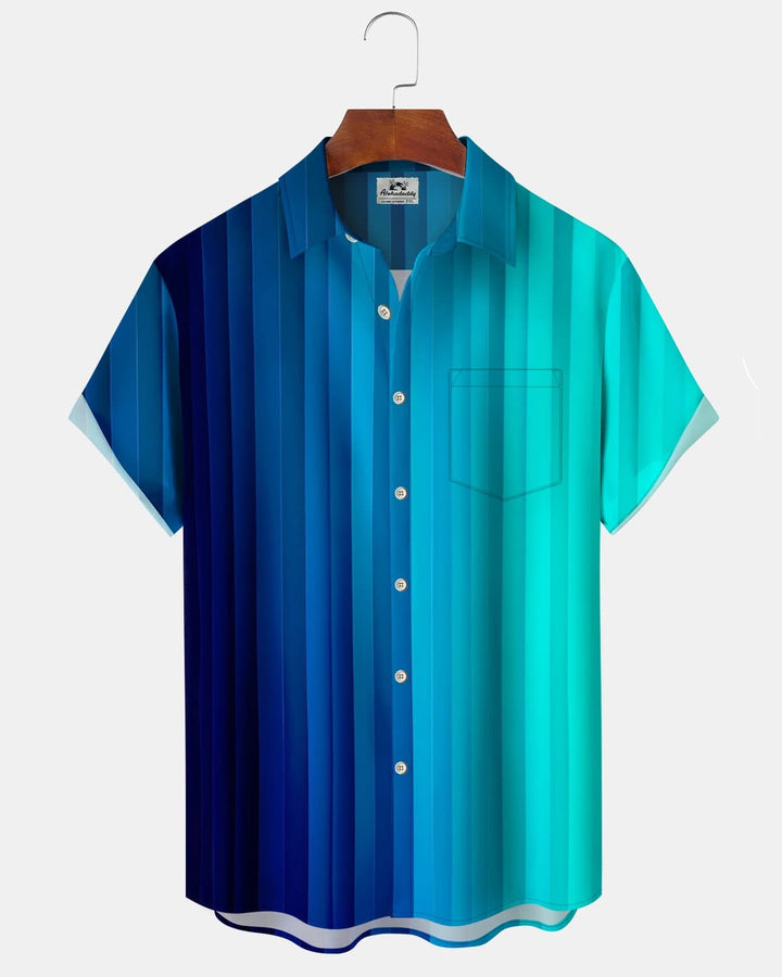 Alohadaddy® Retro Stripe Gradient Pocket Elastic Button Men&