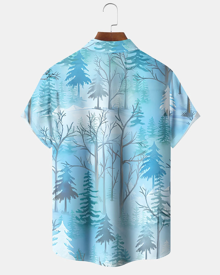 Alohadaddy® Christmas Fir Print Artistic Stretch Button Pocket Men&
