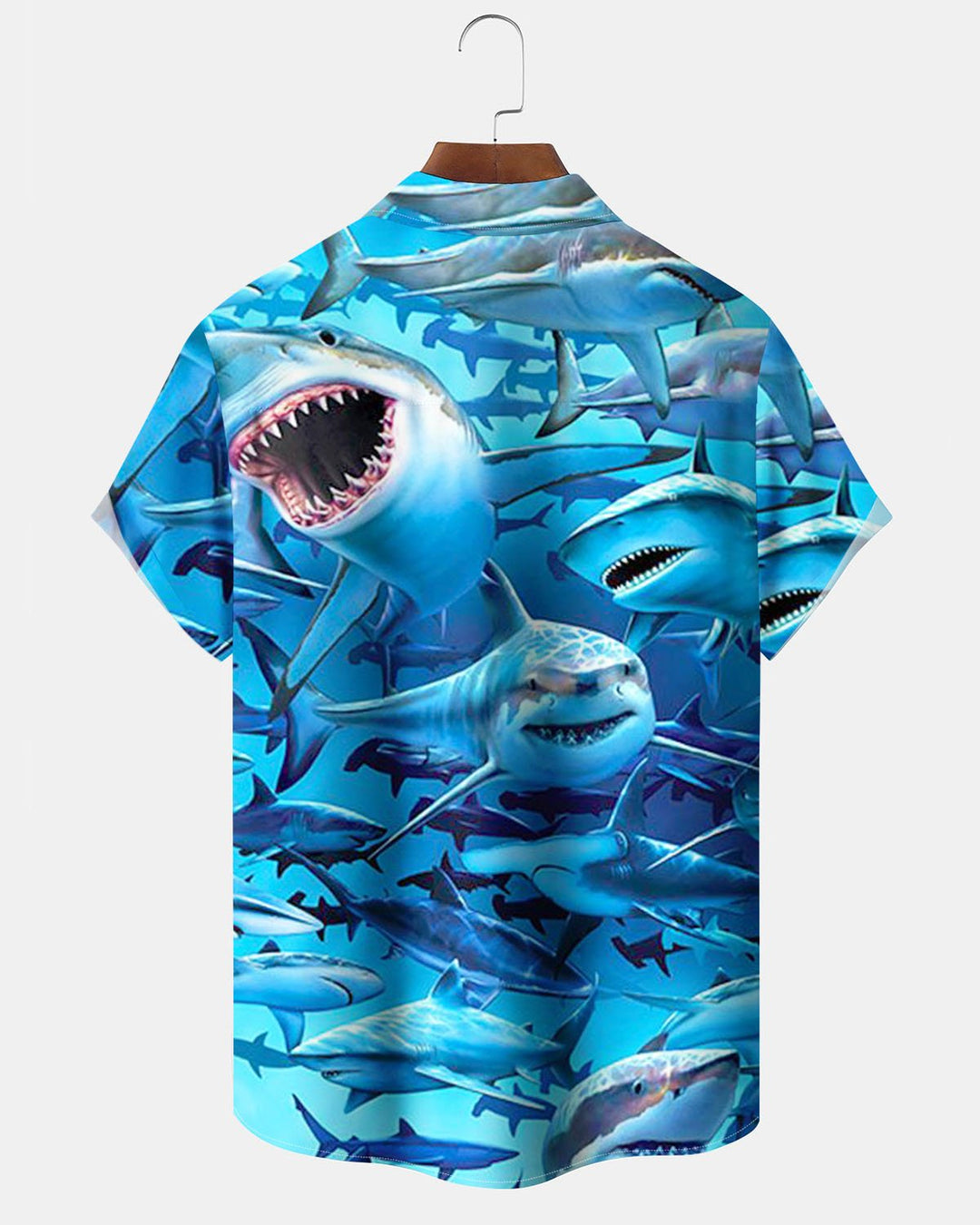 Alohadaddy® Hawaiian Shark Print Art Button Pocket Men&