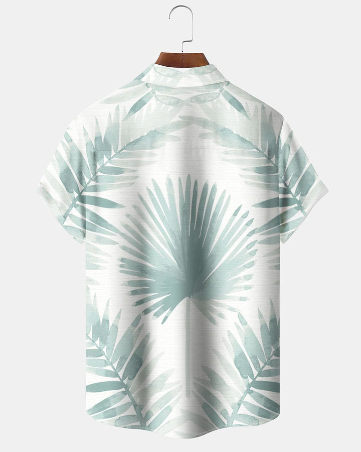 Alohadaddy® Hawaiian Palm Leaf Print Art Pocket Button Men&