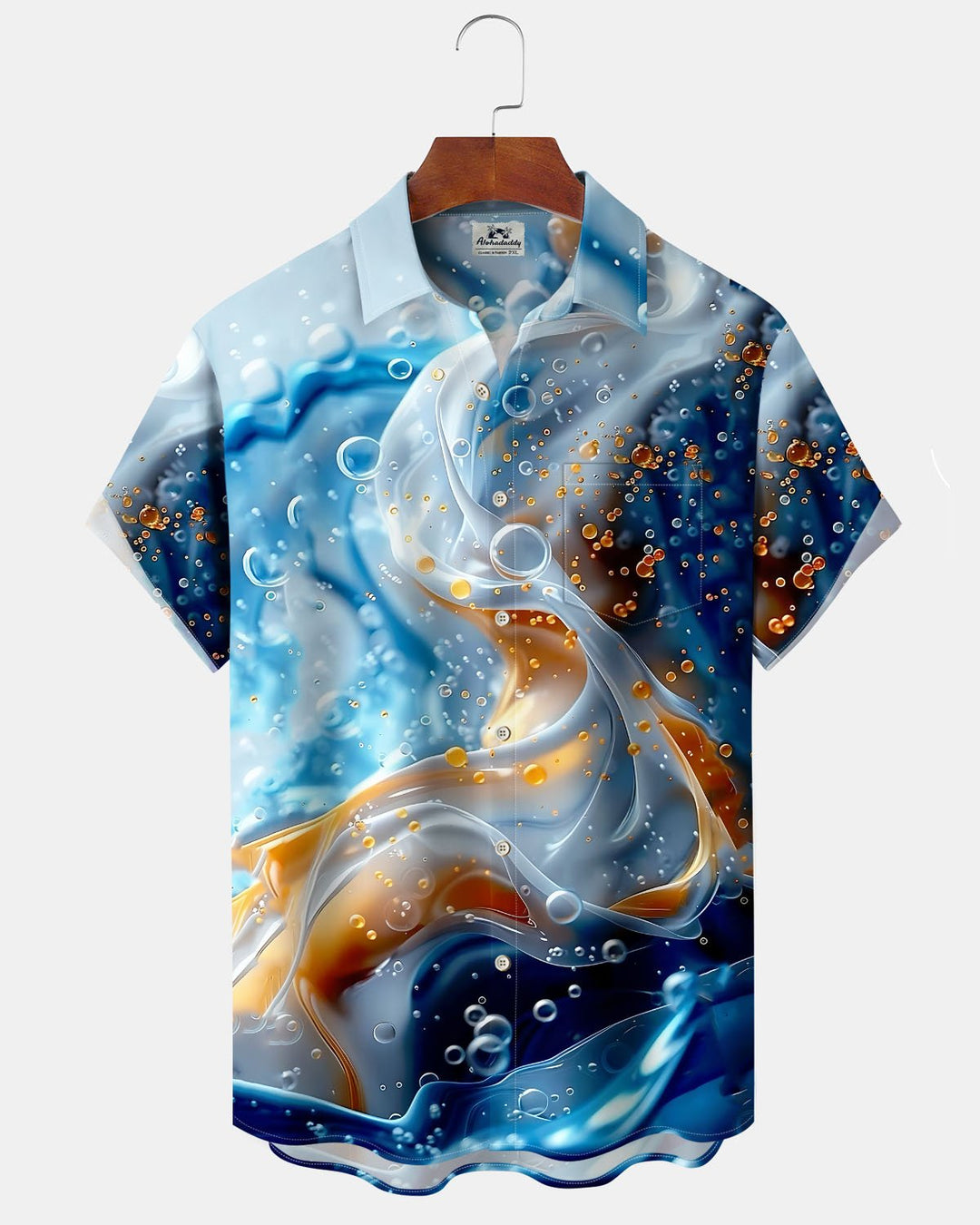 Alohadaddy® Casual Bubble Beach Vacation Print Art, Button Pocket Cardigan, Men&