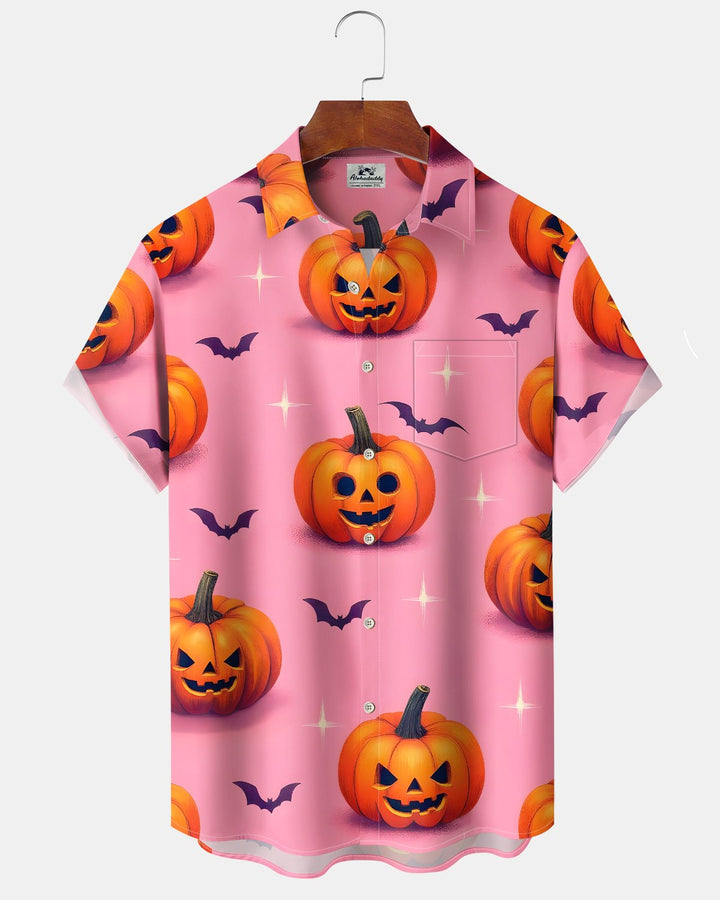 Alohadaddy® Holiday Halloween Graphic Print Button-Down Pocket Cardigan-Style Men&