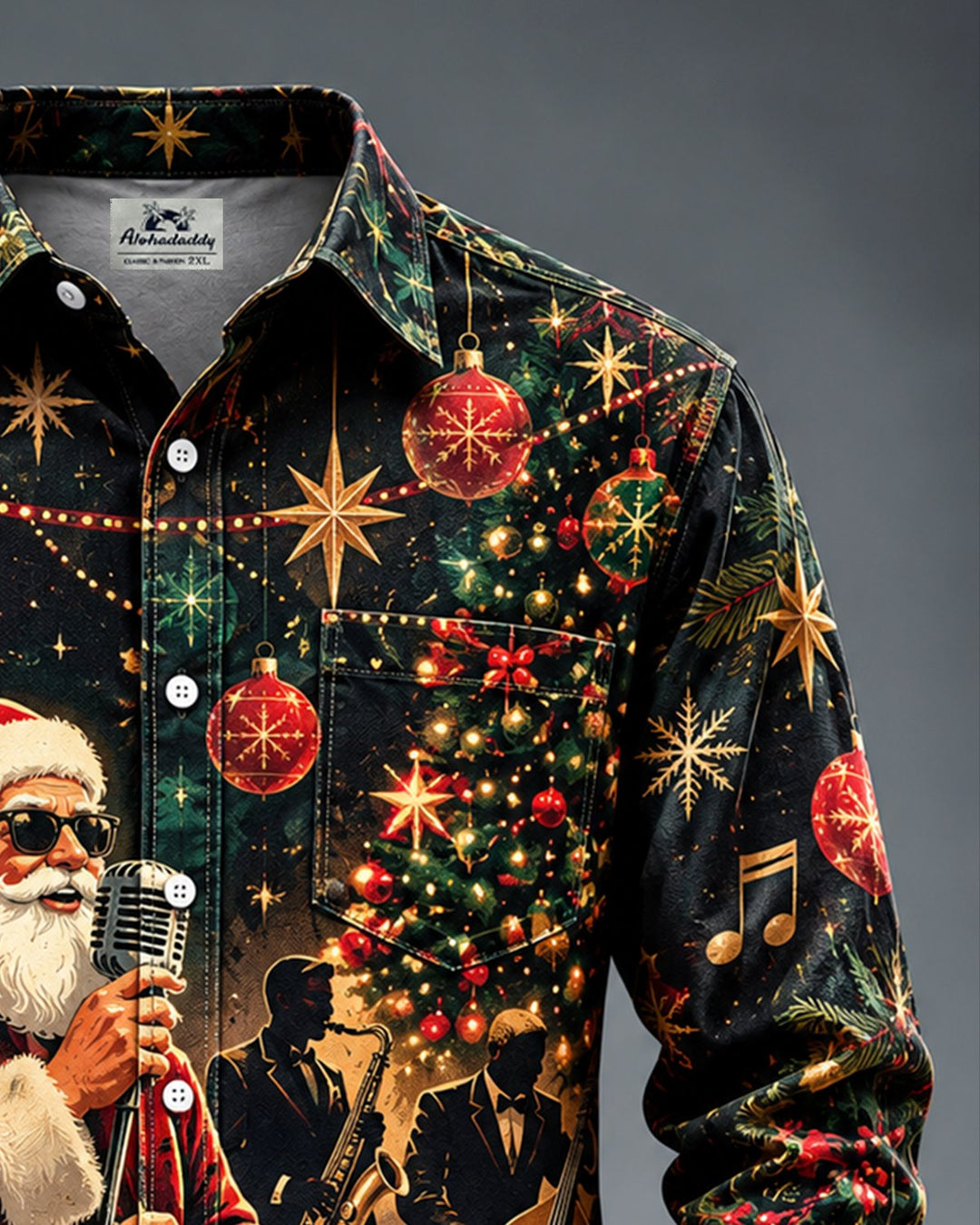 Alohadaddy® Holiday Christmas Santa Singing Print Men&