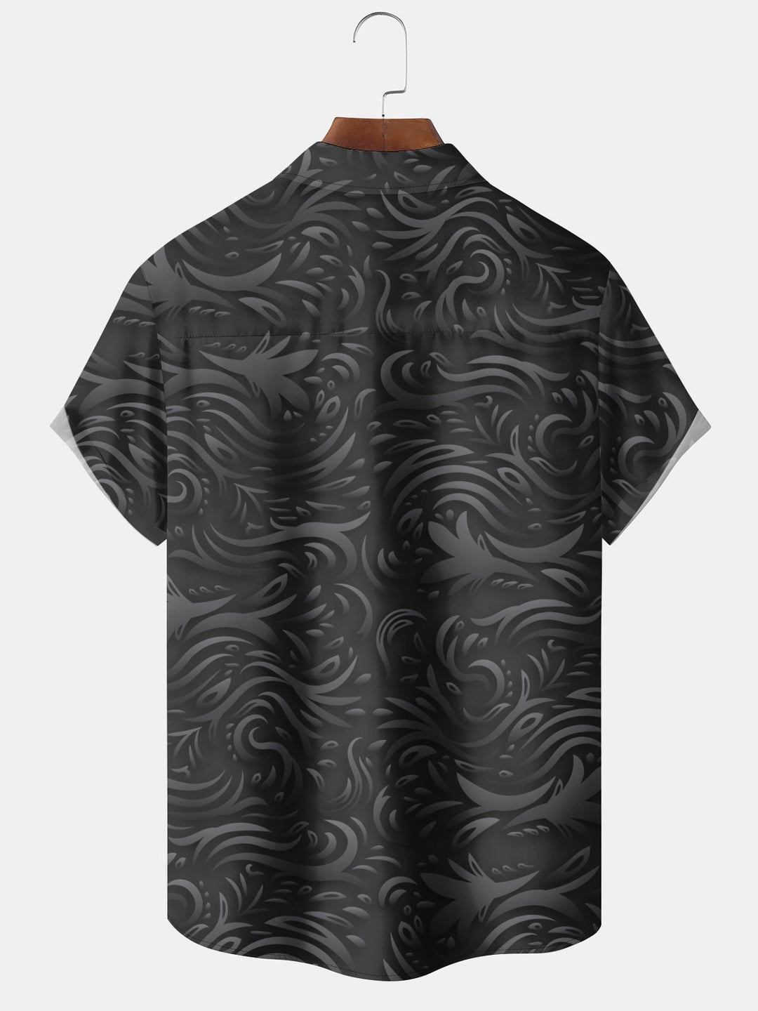 Alohadaddy Leisure Series Dark Pattern Flowers Cool Feeling Print Art Pocket Cardigan Button Polyester Stretch Short Sleeve Shirt