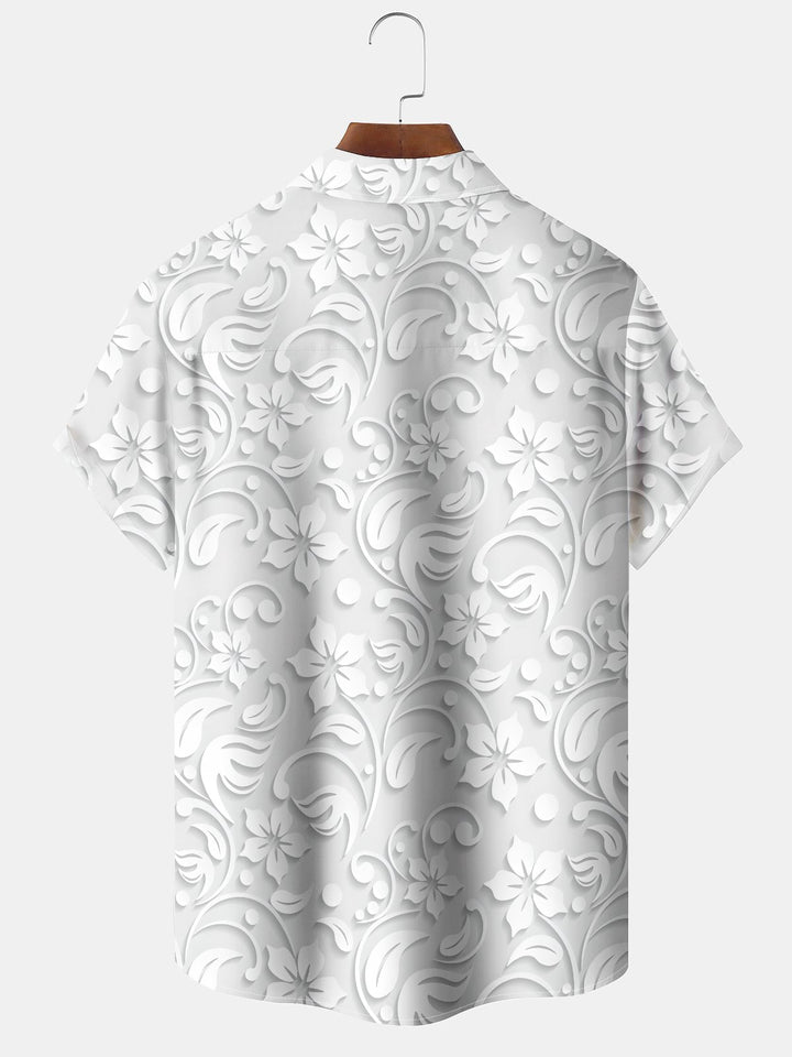 Alohadaddy Casual Everyday Flowers Print Art Stretch Oversized Button Cardigan Polyester Short Sleeve Shirt