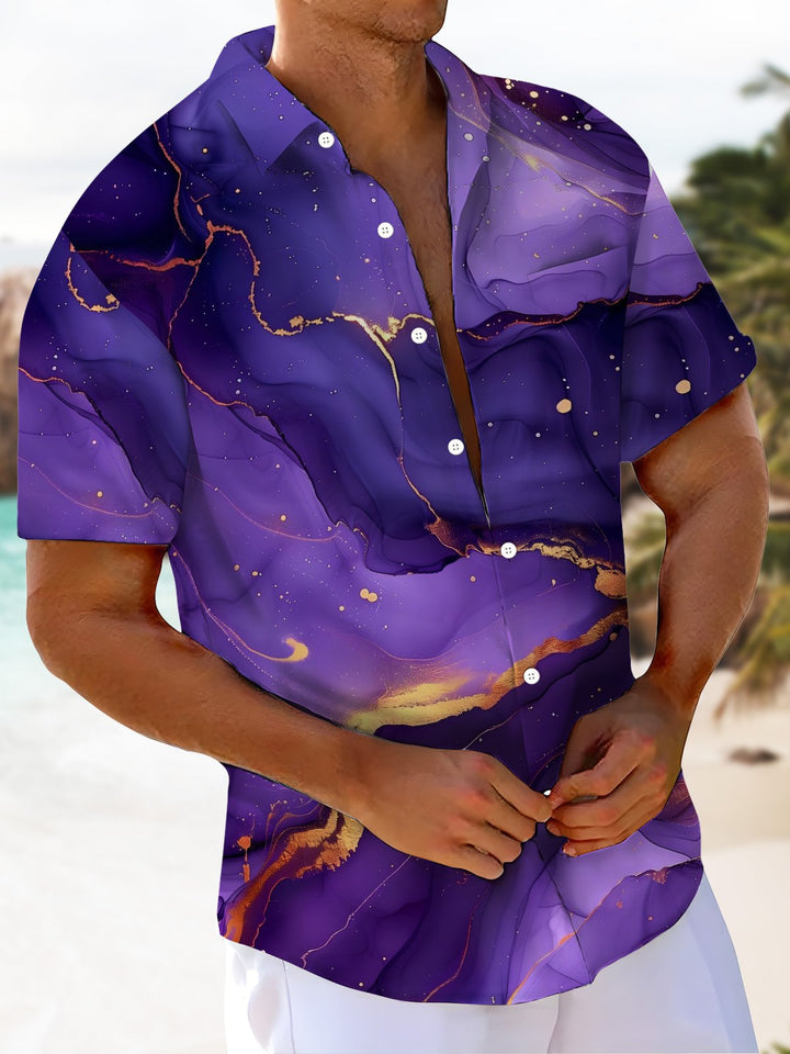 Alohadaddy® Casual Abstract Texture Art Print Pockets Moisture Wicking Hawaiian Shirts Big &amp; Tall