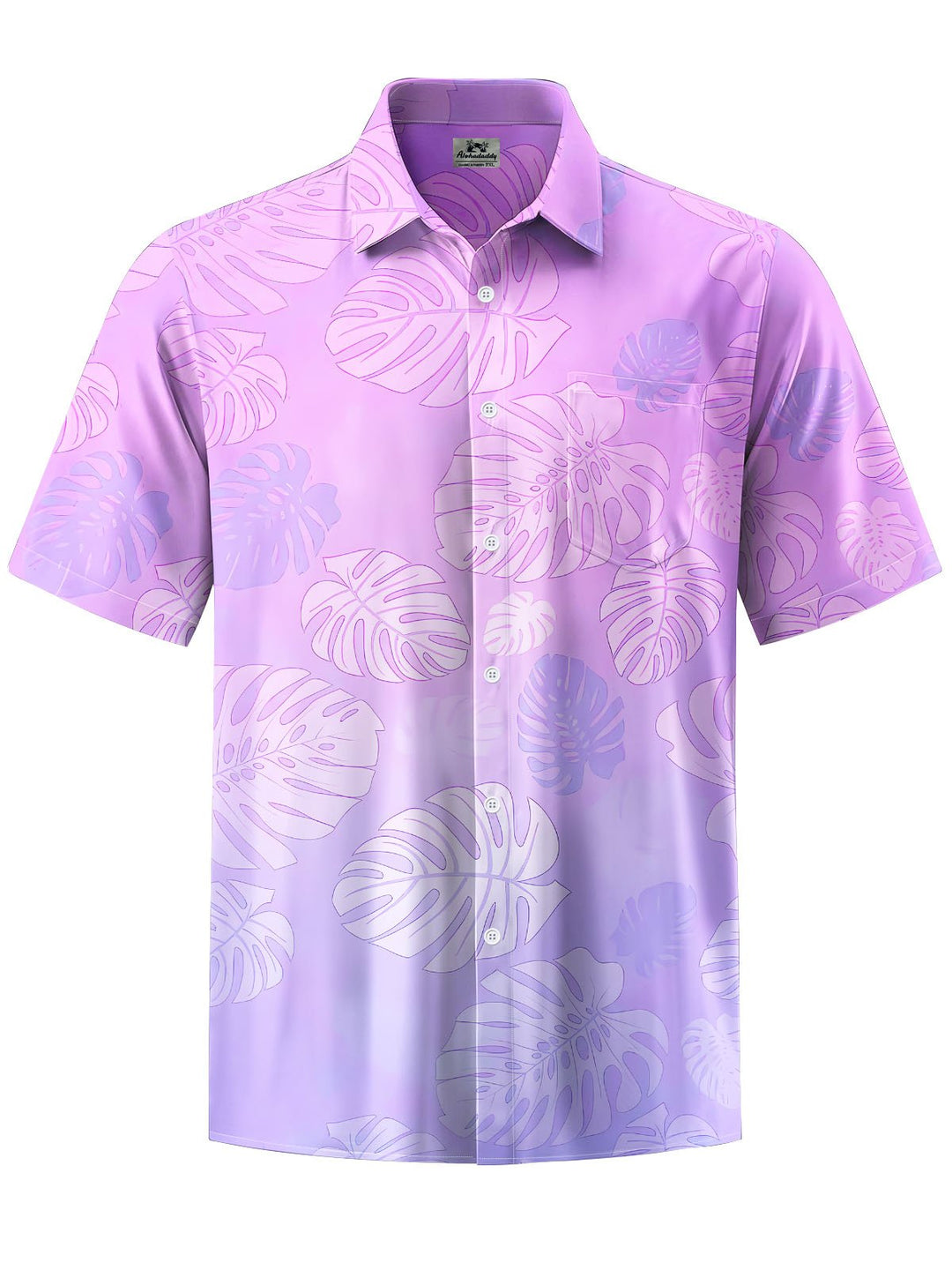 Alohadaddy® Hawaiian Leaves Gradient Print Chest Pocket Men&