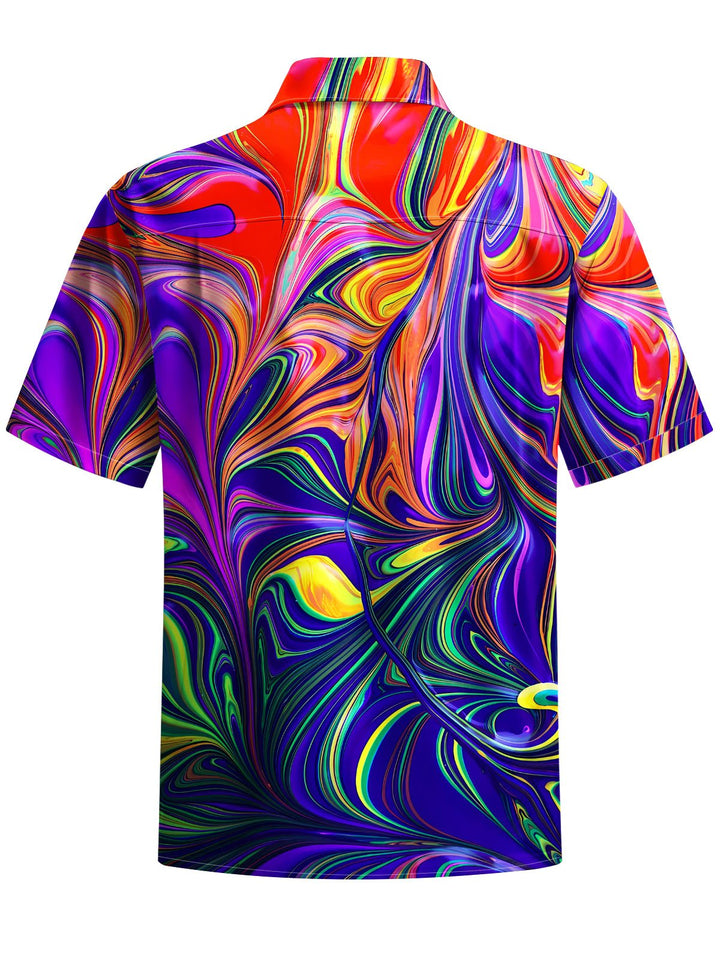 Alohadaddy® Casual Abstract Texture Print Chest Pocket Men&