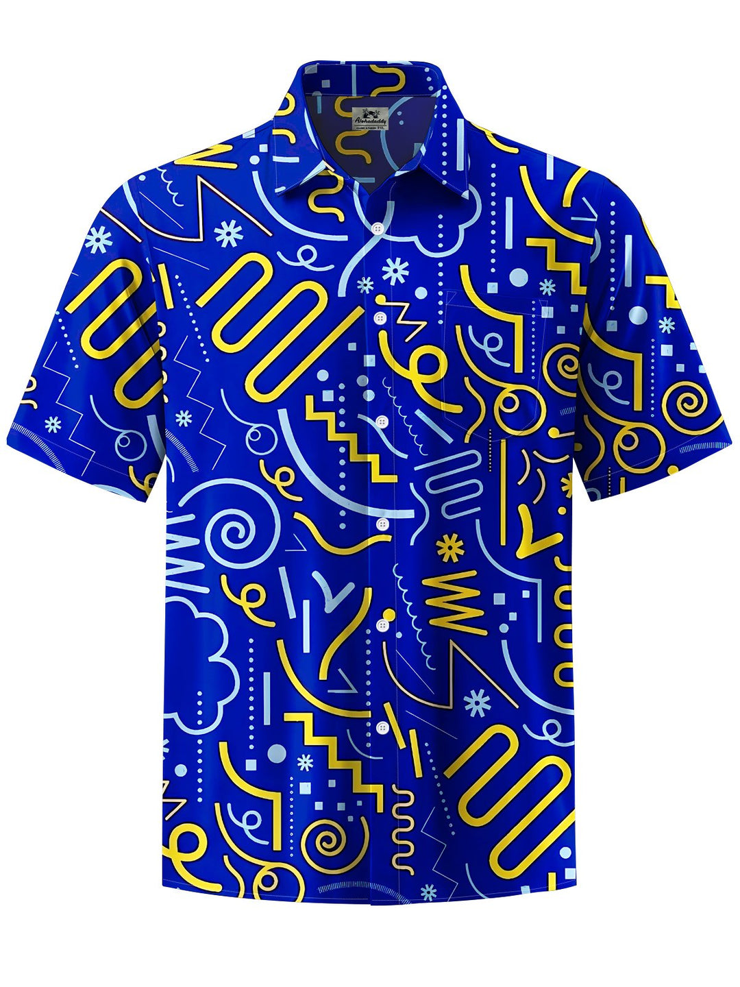 Alohadaddy® Casual Geometric Art Print Chest Pocket Men&