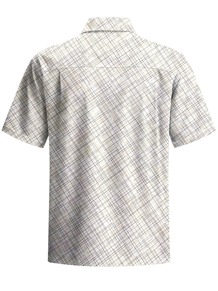 Alohadaddy® Casual Geometric Art Print Chest Pocket Moisture Wicking Men&