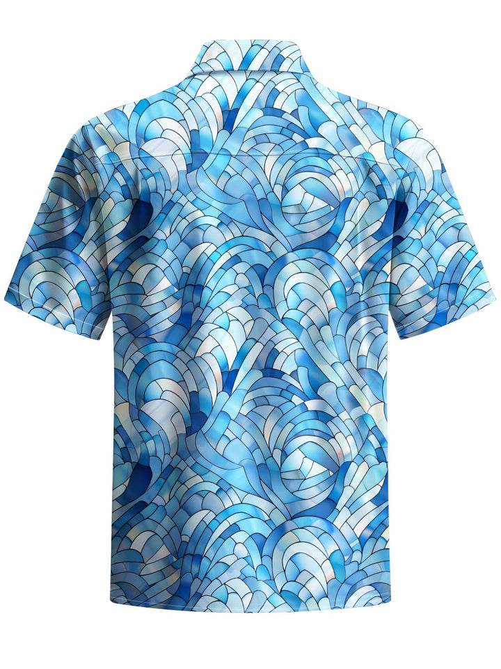 Alohadaddy® Casual Geometric Art Print Chest Pocket Men&