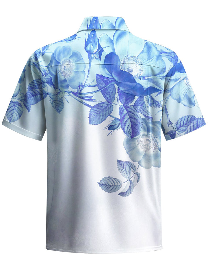 Alohadaddy® Casual Flowers Gradient Art Print Chest Pocket Men&