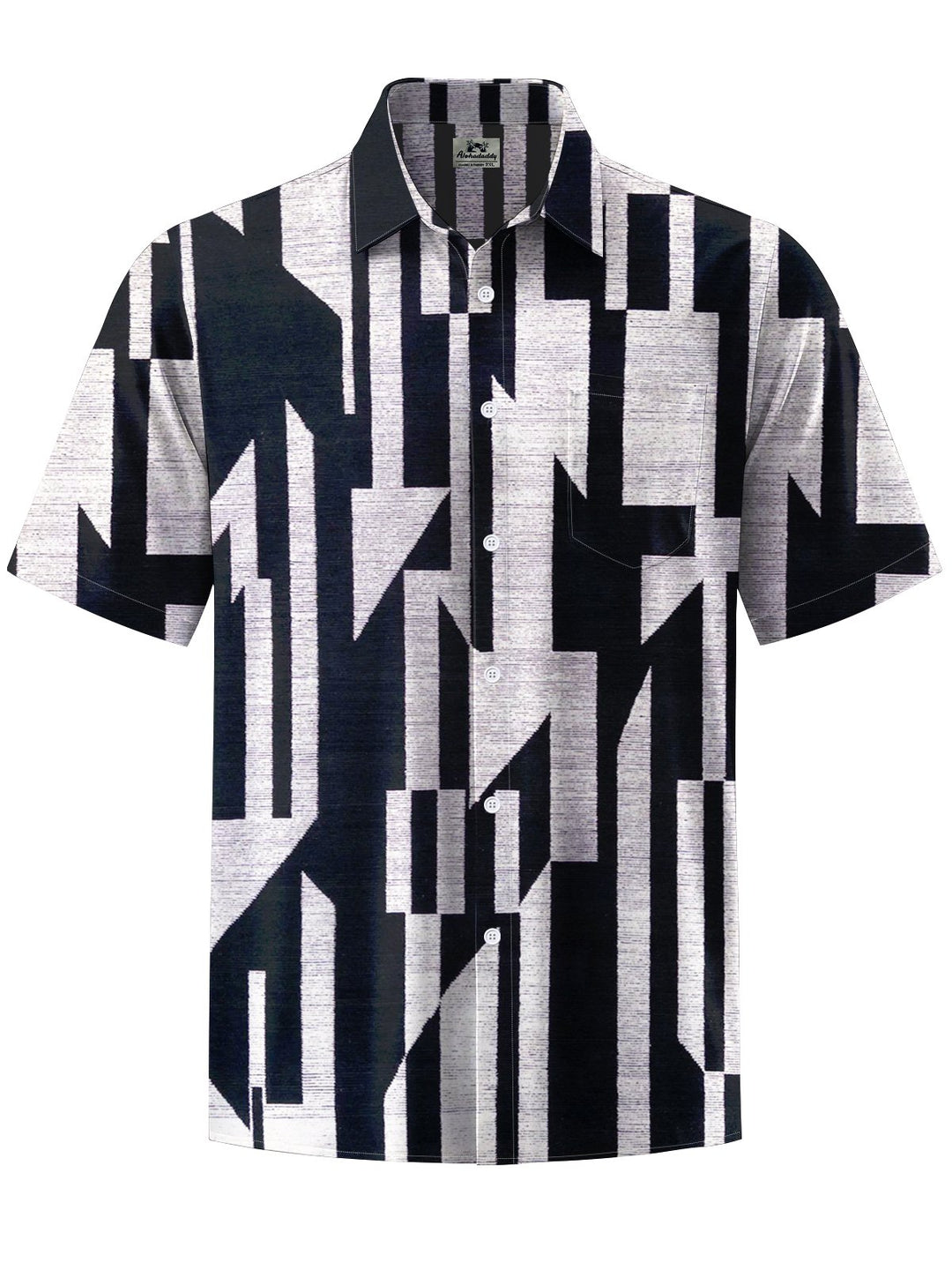 Alohadaddy® Casual Geometric Art Print Chest Pocket Men&