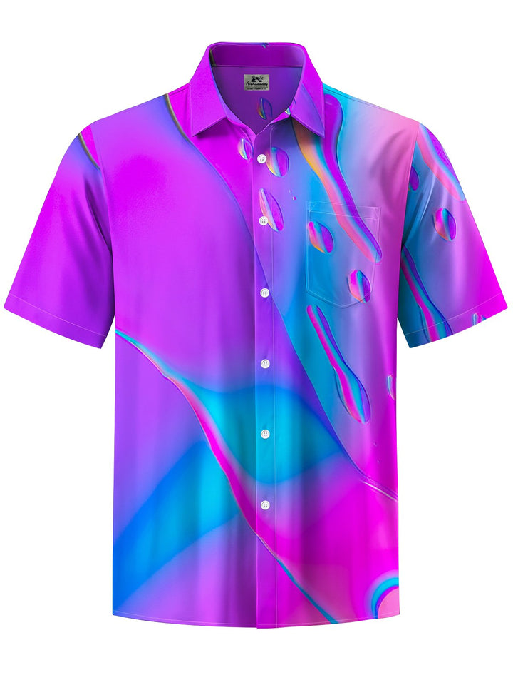 Alohadaddy® Hawaii Ombre Abstract Art Print Chest Pocket Mens Short Sleeve Shirts Big &amp; Tall