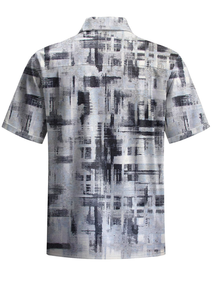 Alohadaddy® Vintage Casual Geometric Art Print Chest Pocket Men&