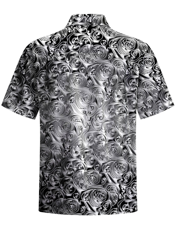 Alohadaddy® Hawaii Metallic Art Print Chest Pocket Men&