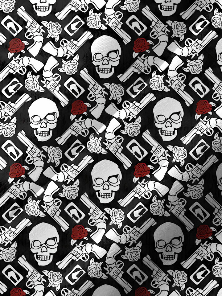 Alohadaddy® Casual Skull Art Print Chest Pocket Men&