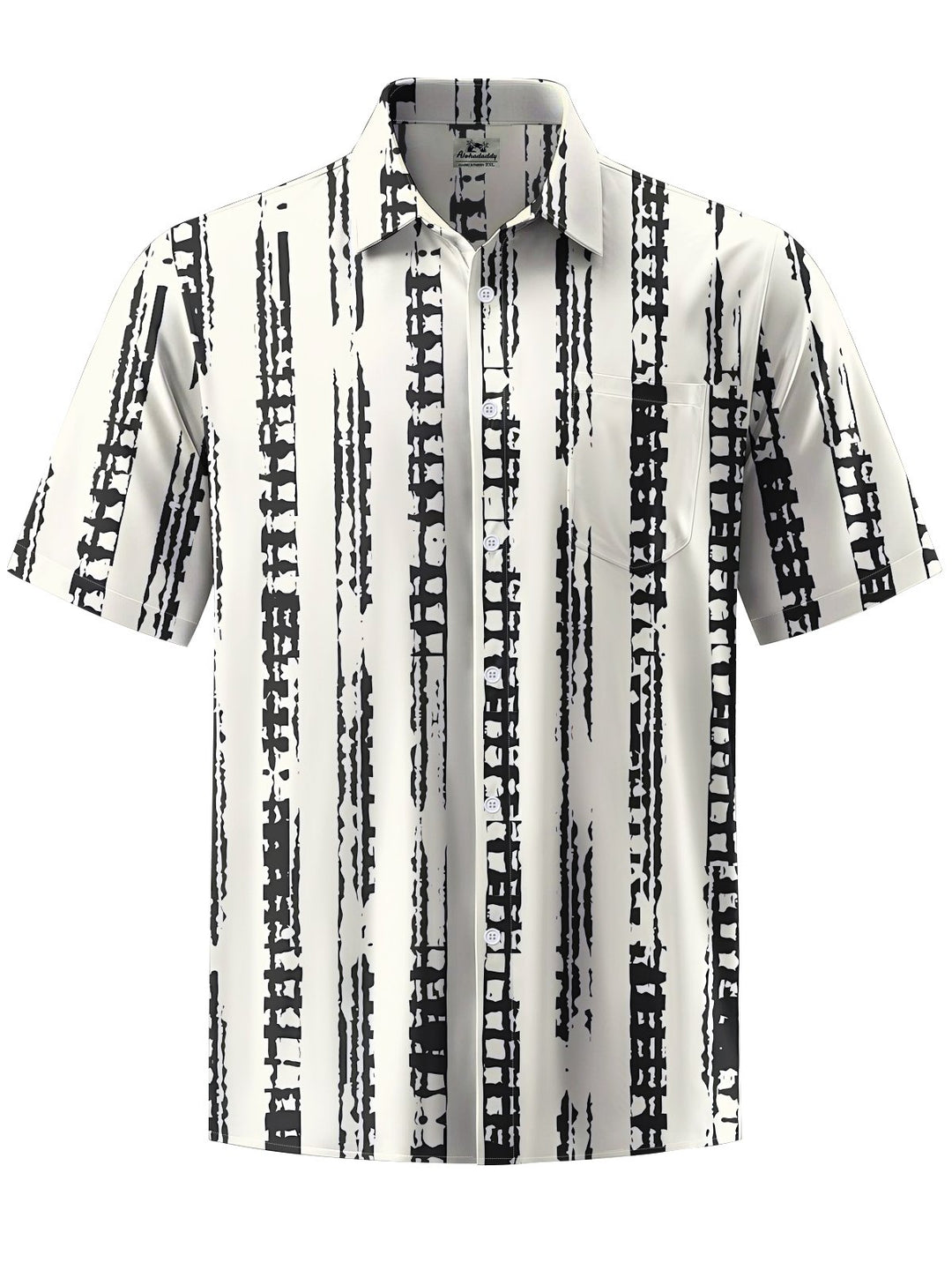 Alohadaddy® Casual Stripe Art Print Chest Pocket Men&