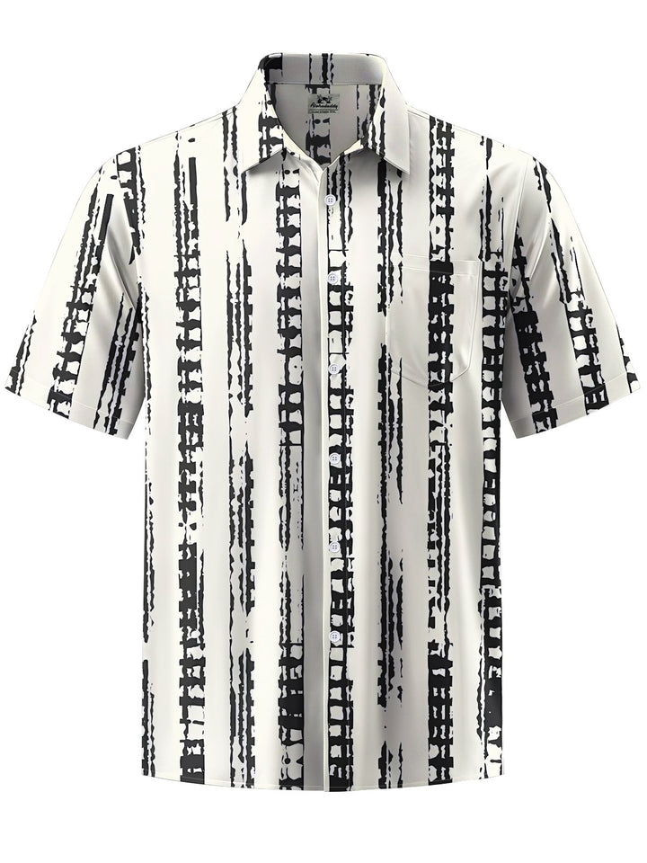 Alohadaddy® Casual Stripe Art Print Chest Pocket Men&