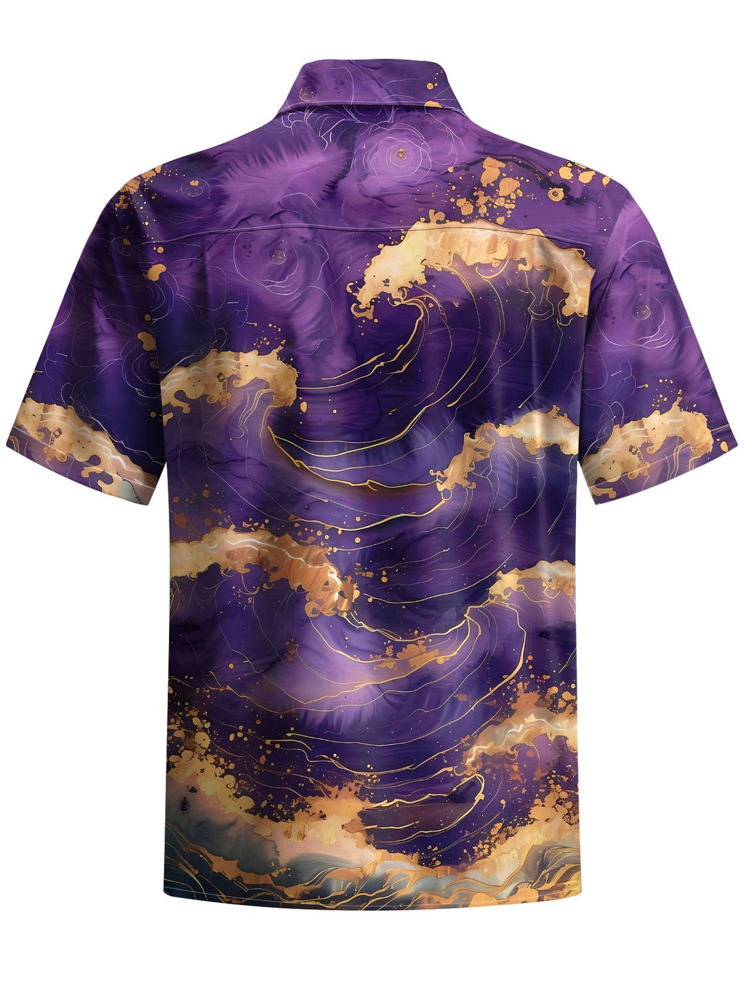 Alohadaddy® Casual Hawaiian Wave Art Print Chest Pocket Men&