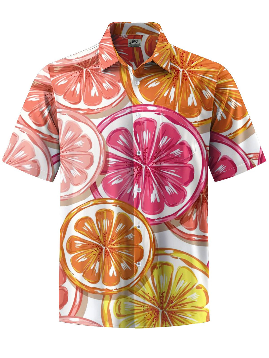 Alohadaddy® Hawaiian Lemon Slice Print with Chest Pocket on Men&