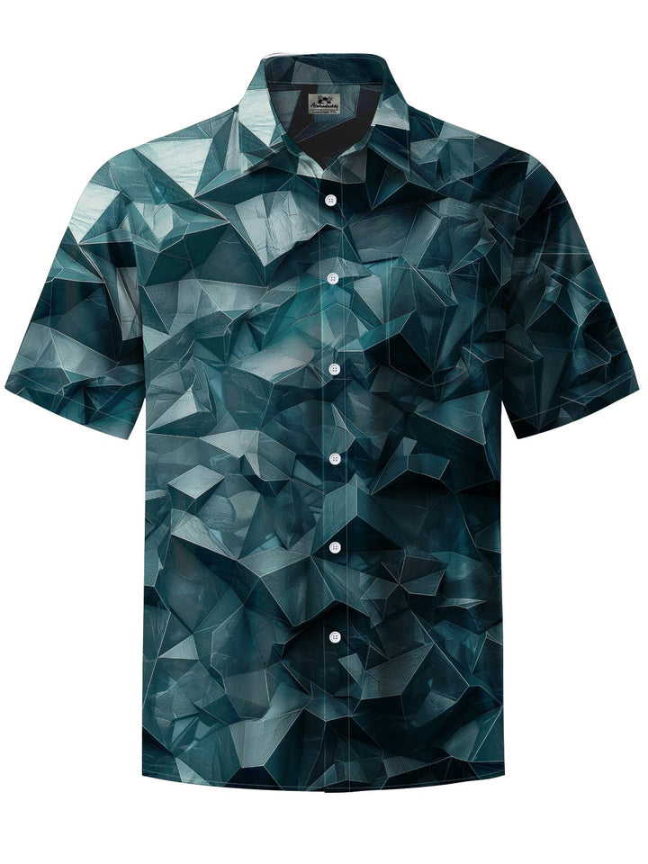 Alohadaddy® Vintage 3D Geometric Art Print Chest Pocket Stretch Men&