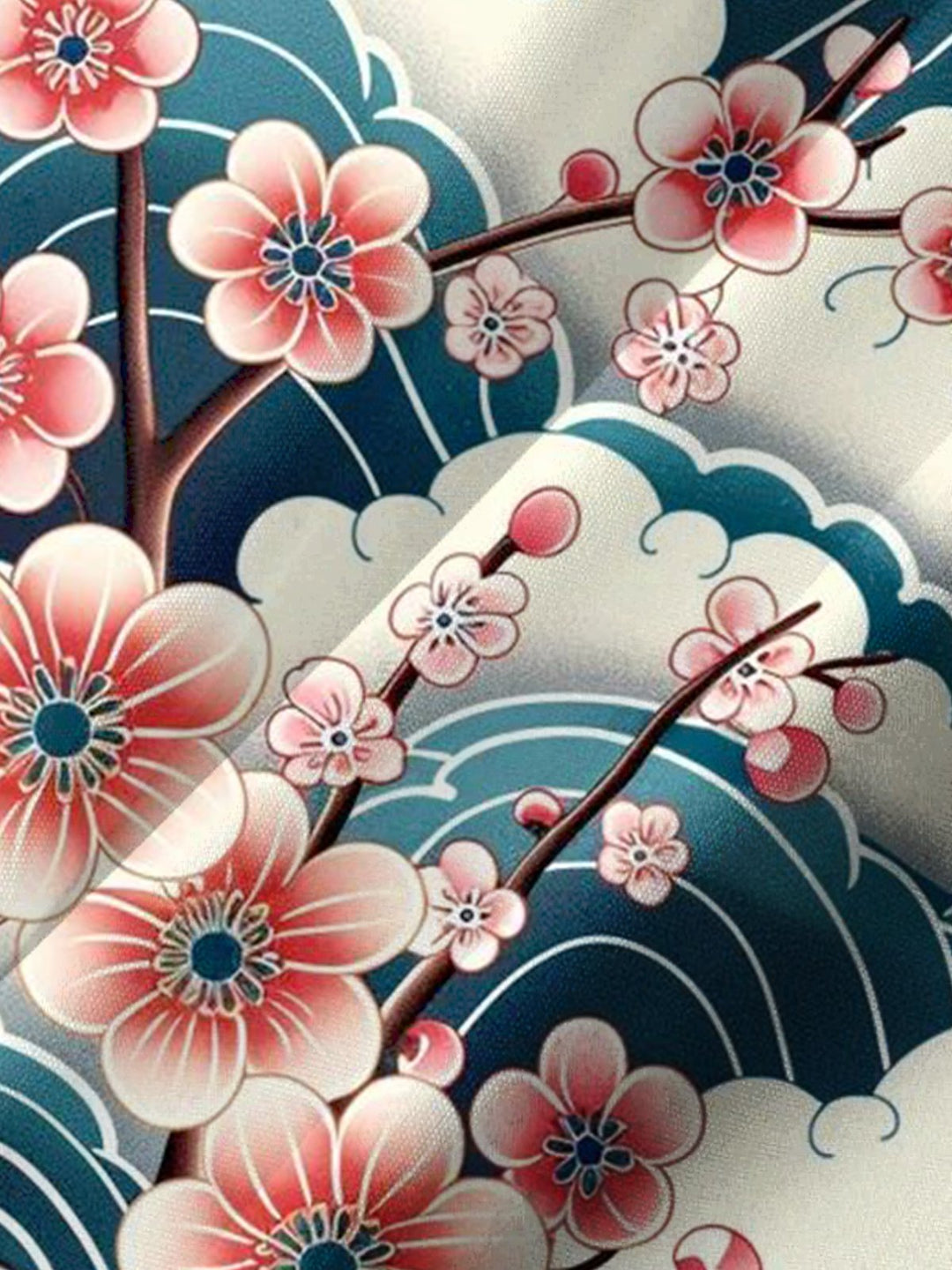 Alohadaddy® Vintage Sakura Ukiyo-e Print Art Print with Chest Pocket for Men&
