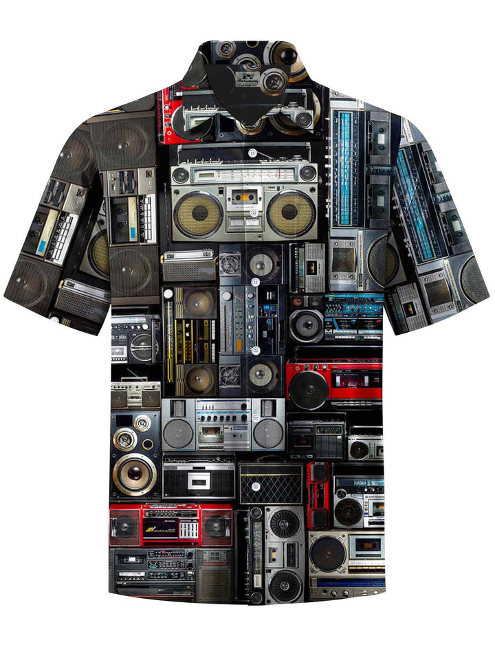 Alohadaddy® Retro 80s Radio Print Art Breast Pocket Men&