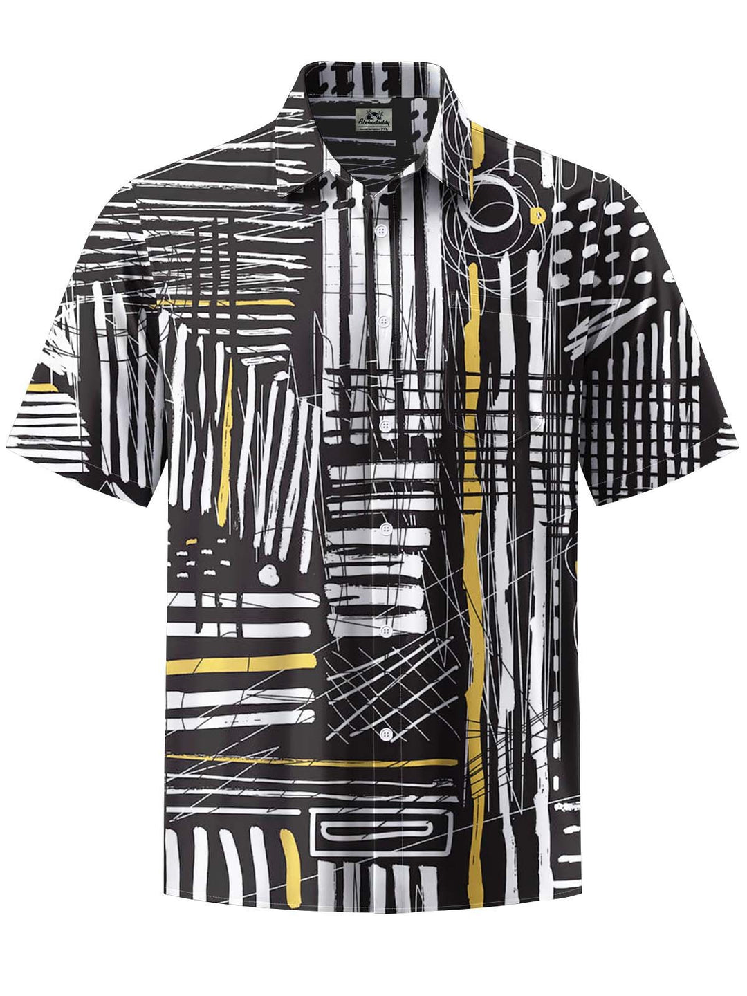 Alohadaddy® Casual Stripe Art Print Chest Pocket Stretch Men&