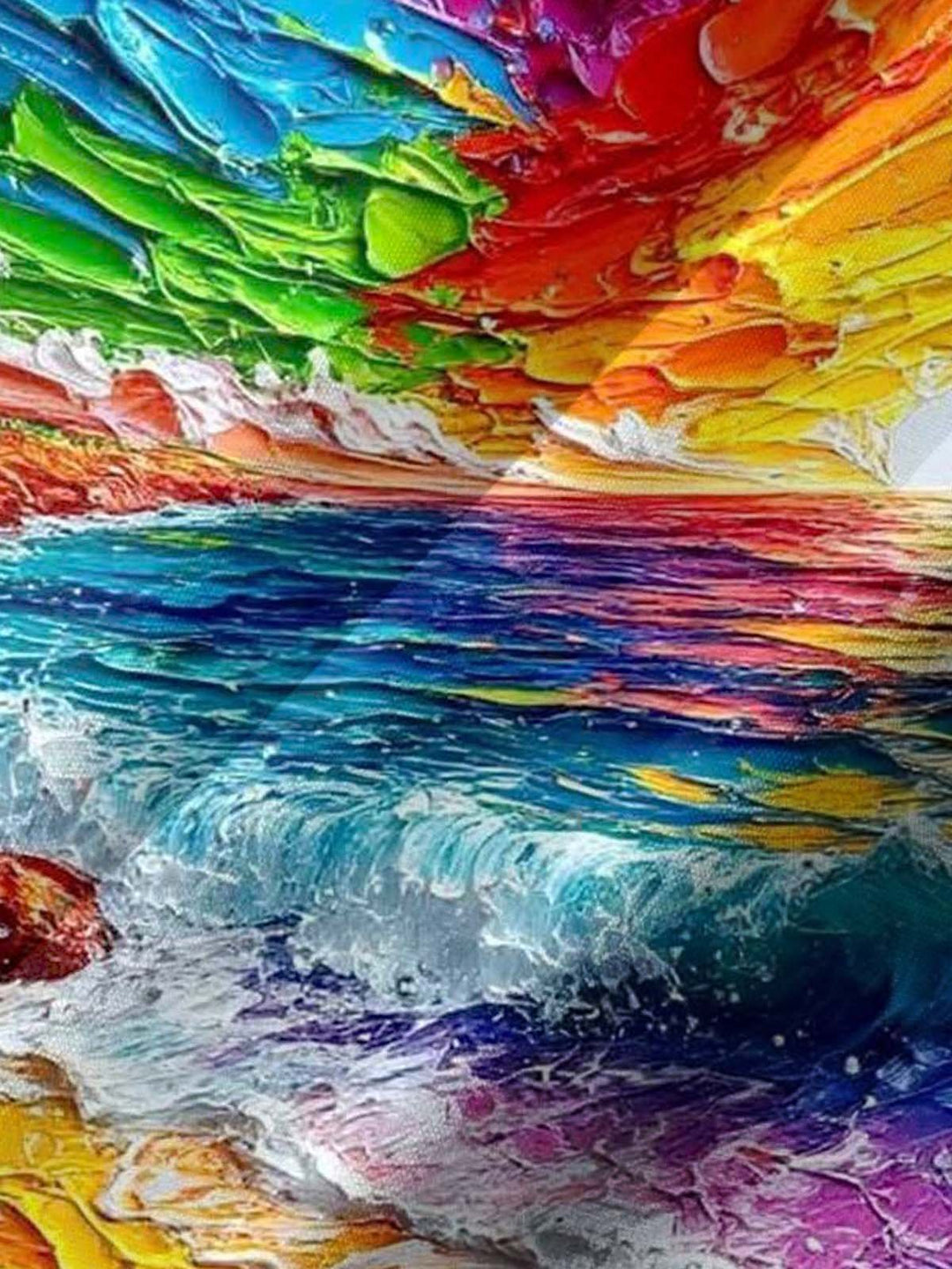 Alohadaddy® Hawaiian Acrylic Painting Wave Print Art with Chest Pocket for Men&