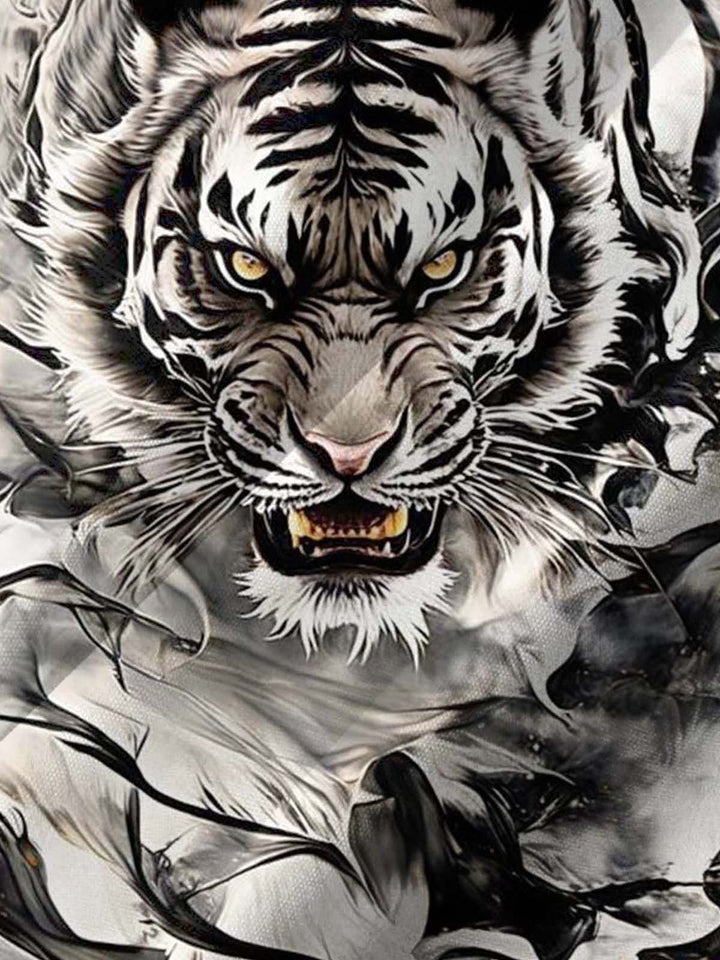Alohadaddy® Casual Tiger Art Print Pocket Stretch Men&