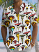 Alohadaddy® Retro Geometric Print Stretch Pocket Button Men's Short Sleeve Shirt Big & Tall