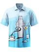 Alohadaddy® Hawaiian Mid-Century Cocktail Art Print Elastic Pocket Buttons Men's Short Sleeve Shirt Big & Tall