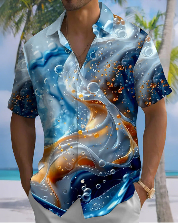 Alohadaddy® Casual Bubble Beach Vacation Print Art, Button Pocket Cardigan, Men&