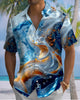 Alohadaddy® Casual Bubble Beach Vacation Print Art, Button Pocket Cardigan, Men's Short Sleeve Shirt, Big & Tall