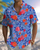 Alohadaddy® Men's Short-Sleeve Cardigan Shirt with Floral Art Print and Pocket