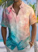 Alohadaddy® Ombre Abstract Texture Art Print Chest Pocket Stretch Large Size Men's Hawaiian Short Sleeve Shirt